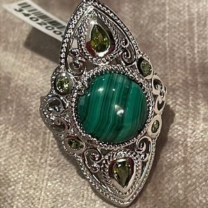 South African Green Malachite Cz Peridot Ring